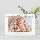 Elegant Gold Glitter Beauful Blessing Baby Birth (Staand voorkant)