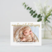 Elegant Gold Glitter Beauful Blessing Baby Birth Briefkaart (Staand voorkant)