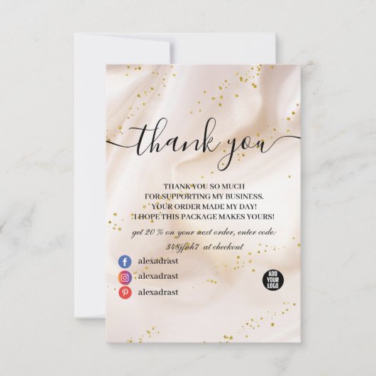 Elegant Gold Glitter Bedankkaart (Voorkant)