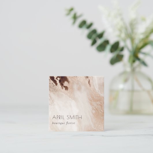 Elegant Gold Glitter beige marble Agate QR Code Vierkante Visitekaartje (Staand voorkant)