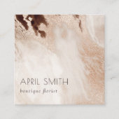 Elegant Gold Glitter beige marble Agate QR Code Vierkante Visitekaartje (Voorkant)