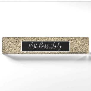 Elegant Gold Glitter Best Boss Lady Naambordje