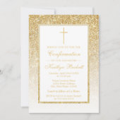 Elegant Gold Glitter-bevestiging of 1e communie Kaart (Voorkant)