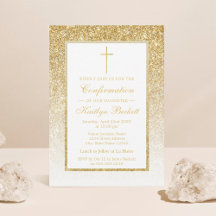 Elegant Gold Glitter-bevestiging of 1e communie