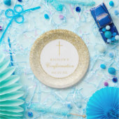 Elegant Gold Glitter-bevestiging of 1e communie Papieren Bordje (Feest)