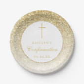 Elegant Gold Glitter-bevestiging of 1e communie Papieren Bordje (Voorkant)