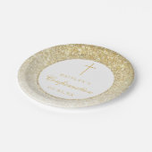 Elegant Gold Glitter-bevestiging of 1e communie Papieren Bordje (Gekanteld)