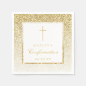 Elegant Gold Glitter-bevestiging of 1e communie Servet (Voorkant)