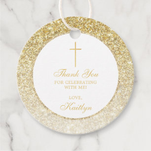 Elegant Gold Glitter Bevestiging of Baptisme Bedankjes Labels