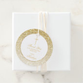 Elegant Gold Glitter Bevestiging of Baptisme Bedankjes Labels (In situ)