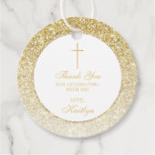Elegant Gold Glitter Bevestiging of Baptisme Bedankjes Labels (Voorkant)