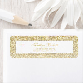 Elegant Gold Glitter Bevestiging of Baptisme Etiket