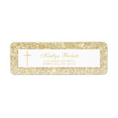 Elegant Gold Glitter Bevestiging of Baptisme Etiket (Voorkant)