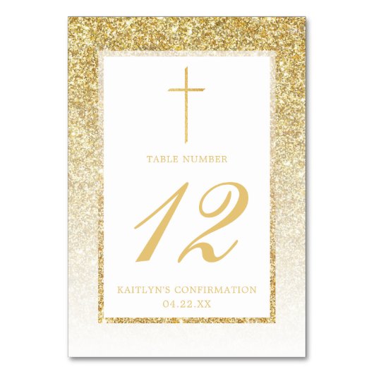 Elegant Gold Glitter Bevestiging of Baptisme Kaart (Achterkant)