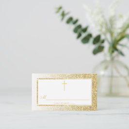 Elegant Gold Glitter Bevestiging of Baptisme Plaatskaartje