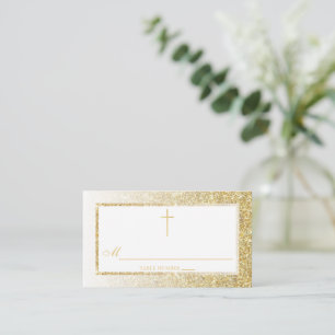 Elegant Gold Glitter Bevestiging of Baptisme Plaatskaartje