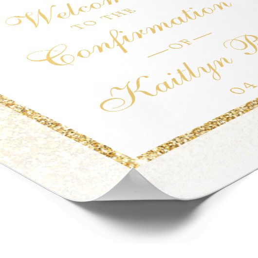 Elegant Gold Glitter Bevestiging of Baptisme Poster (Hoek)