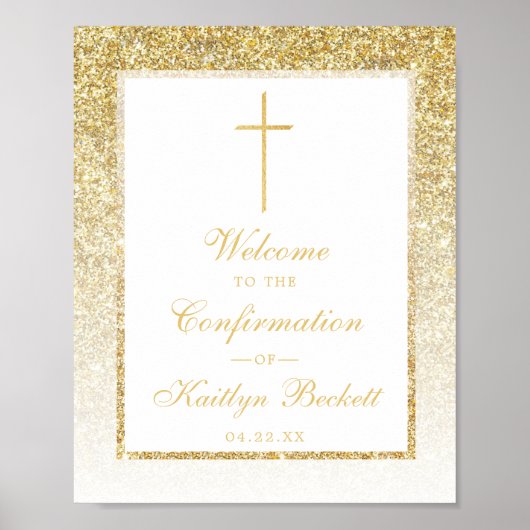 Elegant Gold Glitter Bevestiging of Baptisme Poster (Voorkant)