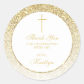 Elegant Gold Glitter Bevestiging of Baptisme Ronde Sticker (Voorkant)