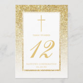 Elegant Gold Glitter-bevestiging of Baptisme-tabel Kaart (Achterkant)