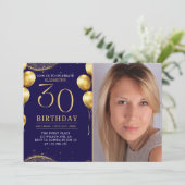 Elegant Gold Glitter Birthday 30th With Photo Kaart (Staand voorkant)