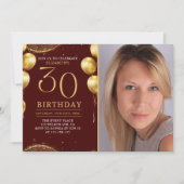 Elegant Gold Glitter Birthday 30th With Photo Kaart (Voorkant)