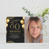 Elegant Gold Glitter Birthday 30th With Photo Kaart (Staand voorkant)