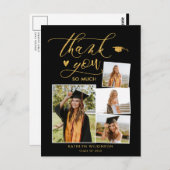 Elegant Gold Glitter Black Afstuderen Hartelijk da Briefkaart (Voorkant / Achterkant)