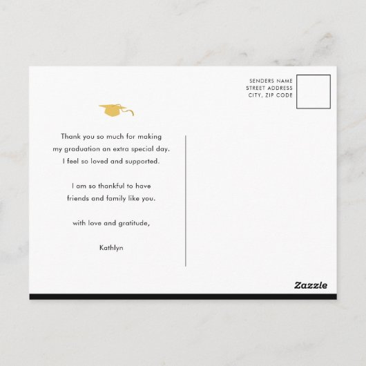 Elegant Gold Glitter Black Afstuderen Hartelijk da Briefkaart (Achterkant)