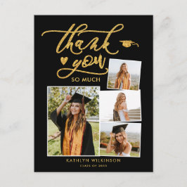 Elegant Gold Glitter Black Afstuderen Hartelijk da Briefkaart