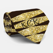 Elegant Gold Glitter Black Art Deco Patroon Stropdas (Opgerold)