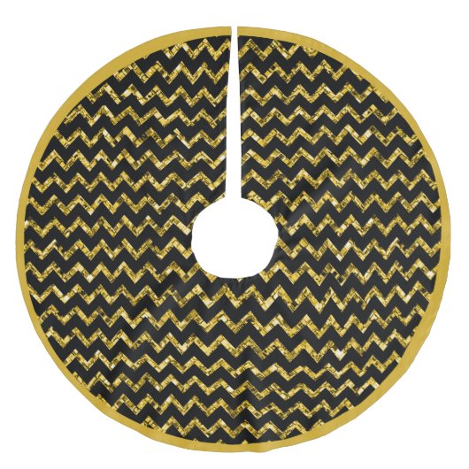Elegant Gold Glitter Black Chevron Stripe Sparkle Kerstboom Rok (Voorkant)