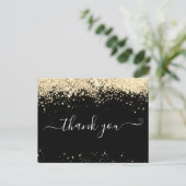 Elegant Gold Glitter Black Hartelijk dank voor uw Briefkaart (Staand voorkant)