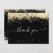 Elegant Gold Glitter Black Hartelijk dank voor uw Briefkaart (Voorkant / Achterkant)