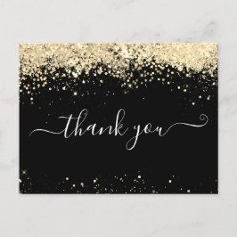 Elegant Gold Glitter Black Hartelijk dank voor uw  Briefkaart
