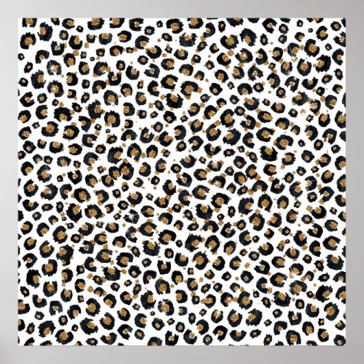 Elegant Gold Glitter Black Leopard Animal Print (Voorkant)