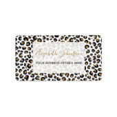 Elegant Gold Glitter Black Leopard Animal Print Etiket (Voorkant)