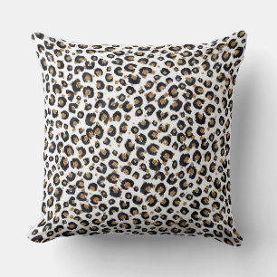 Elegant Gold Glitter Black Leopard Animal Print Kussen