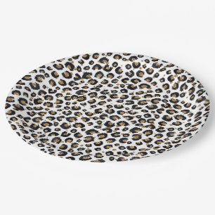 Elegant Gold Glitter Black Leopard Animal Print Papieren Bordje