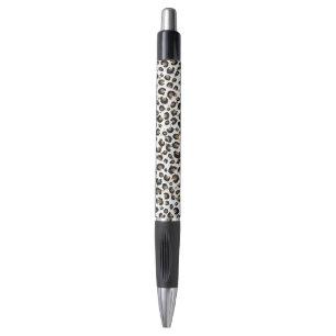 Elegant Gold Glitter Black Leopard Animal Print Pen