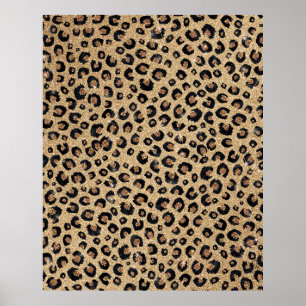Elegant Gold Glitter Black leopard Print