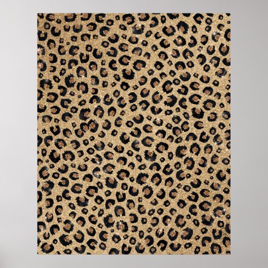 Elegant Gold Glitter Black leopard Print (Voorkant)