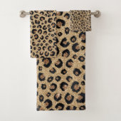 Elegant Gold Glitter Black leopard Print Bad Handdoek (Insitu)