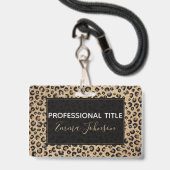 Elegant Gold Glitter Black leopard Print Badge (Voorzijde met lanyard)