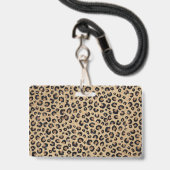 Elegant Gold Glitter Black leopard Print Badge (Achterkant met lanyard)