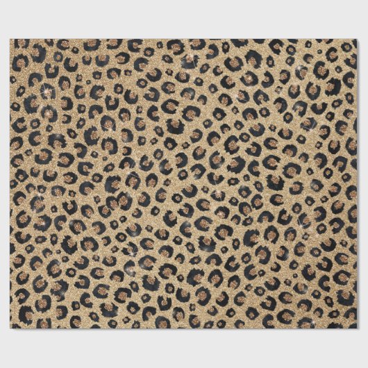 Elegant Gold Glitter Black Leopard Print Cadeaupapier (Vlak)