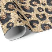 Elegant Gold Glitter Black Leopard Print Cadeaupapier (Rol Hoek)