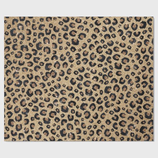 Elegant Gold Glitter Black leopard Print Cadeaupapier (Vlak)