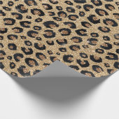 Elegant Gold Glitter Black leopard Print Cadeaupapier (Hoek)