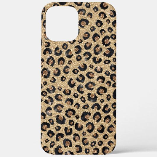 Elegant Gold Glitter Black leopard Print Case-Mate iPhone Case (Achterkant)
